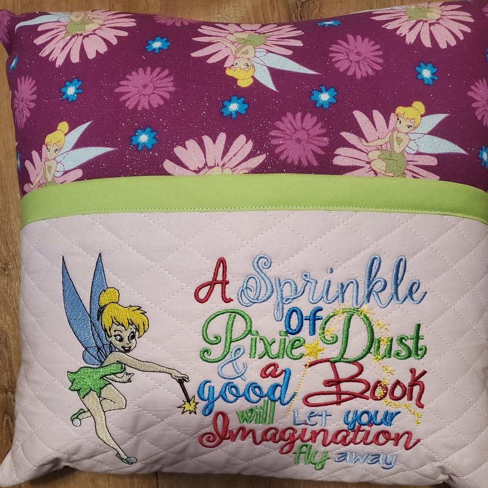 Tinker Bell Reading Book Pocket Pillow 16"x16"